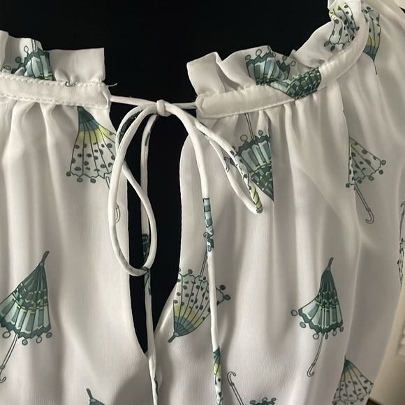 Eva Mendes Women Size 16 Sleeveless White Green Umbrella Dress - Picture 2 of 5